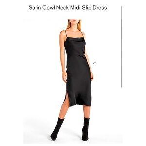 Express Satin Cowl Neck Midi Slip Dress Black Size XS petite, new with no tag